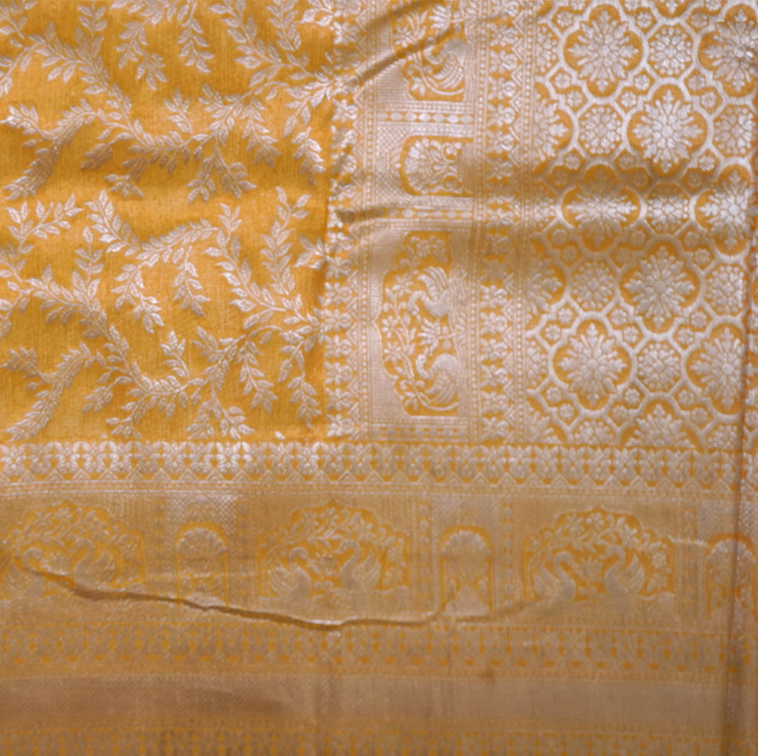 Thara Silk in Rich Mustard Yellow Base with Floral works