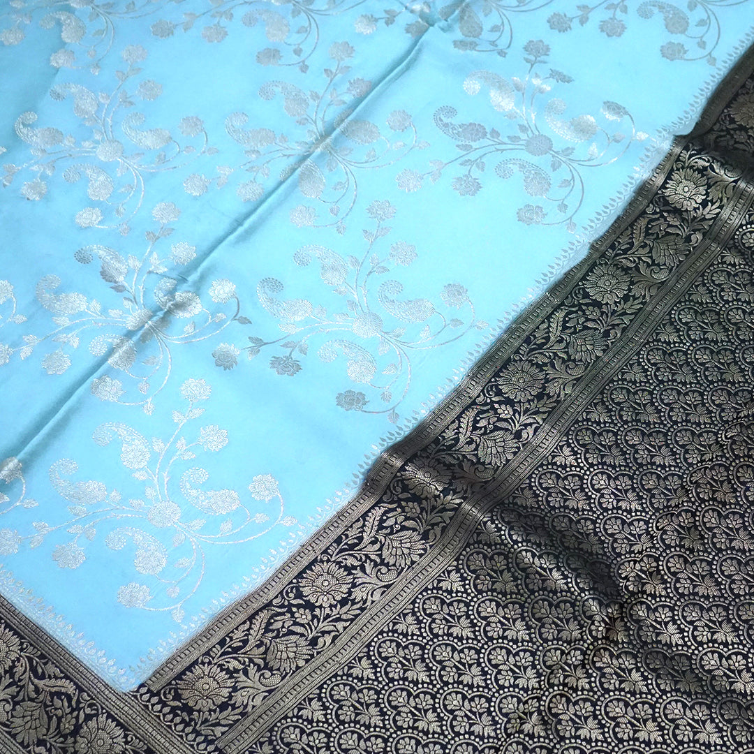 Sky Blue Mahalakshmi Viscose Silk saree with Zari works