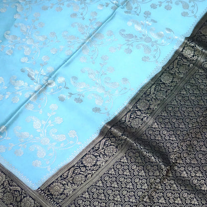 Sky Blue Mahalakshmi Viscose Silk saree with Zari works