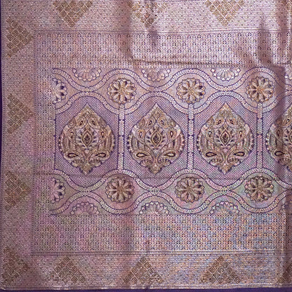 Deep Purple Madhur Sangam Silk Saree with Gold Zari