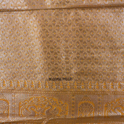 Thara Silk in Rich Mustard Yellow Base with Floral works