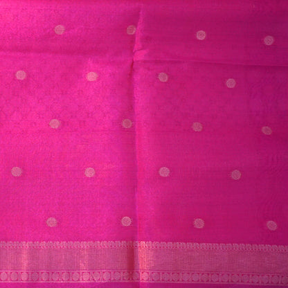 Mustard yellow Gokul Tussar with pink border