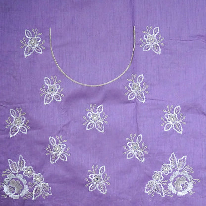 PASTEL WHISPERS - Graceful lavender shade adorned with delicate silver floral embroidery,