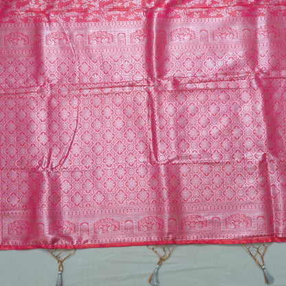 Thara Silk in Vibrant Magenta - Pink base with Floral works