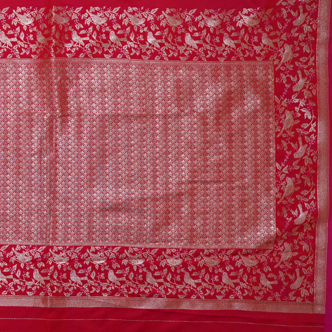 Hamsini Silk saree in Bright crimson red shade with a lustrous silk texture