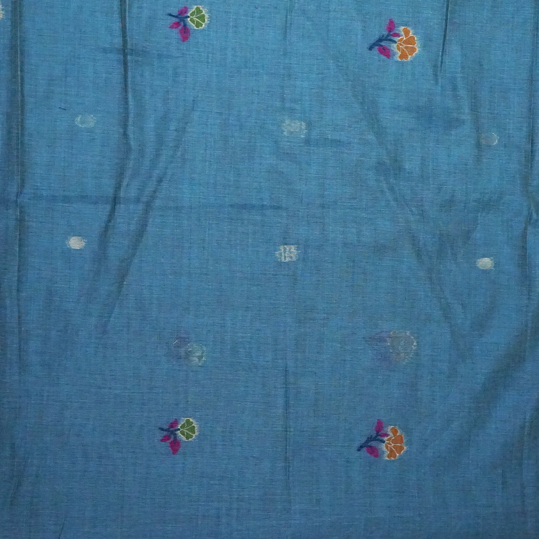 Varnica Tussar Soft pastel blue shade with a subtle sheen