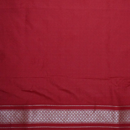 Rithvi Satin Deep red color adorned with intricate golden zari embroidery