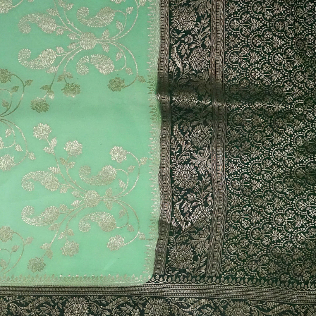 Mint Green Mahalakshmi Viscose with Golden Zari