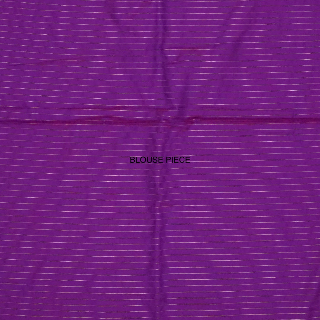 Royal purple and magenta pink Stravi Silk, highlighted with shimmering silver zari detailing.