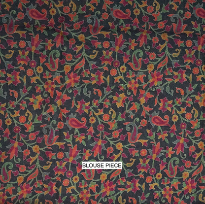 Kavya Loom in Charcoal - Grey Base with Kalamkari style prints