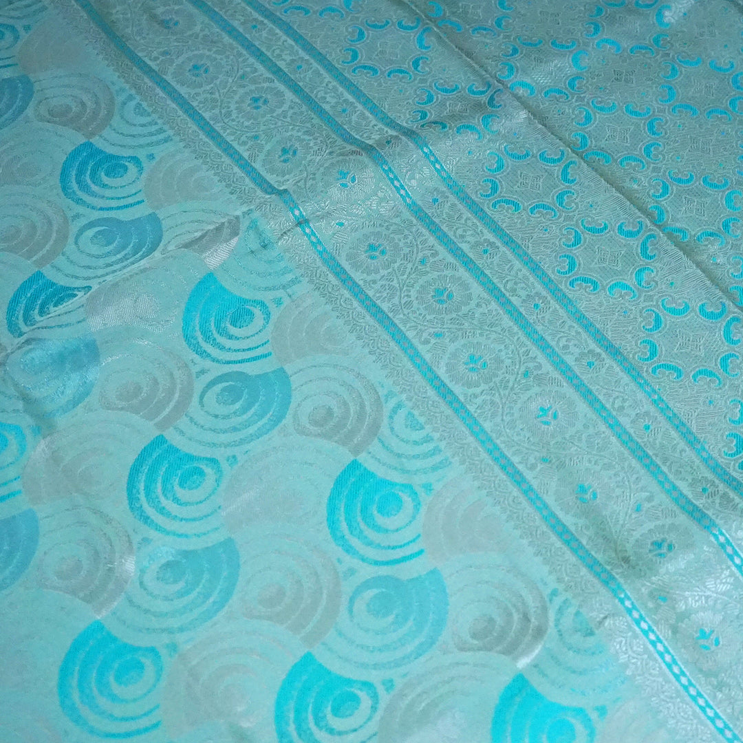 Aqua Blue Suhani Silk with silver undertones