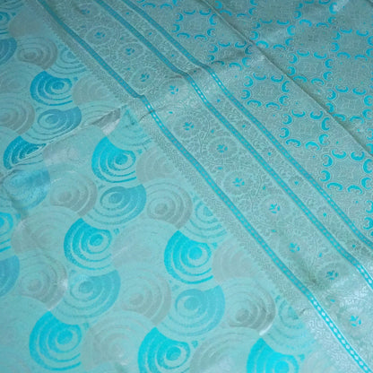 Aqua Blue Suhani Silk with silver undertones