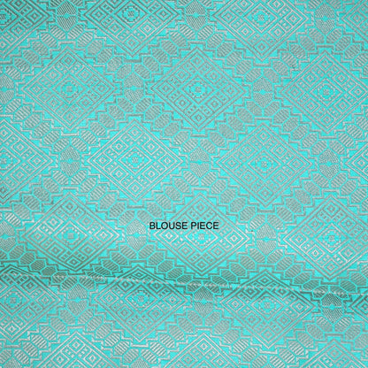 Chandhrika in Aqua Blue base with floral works