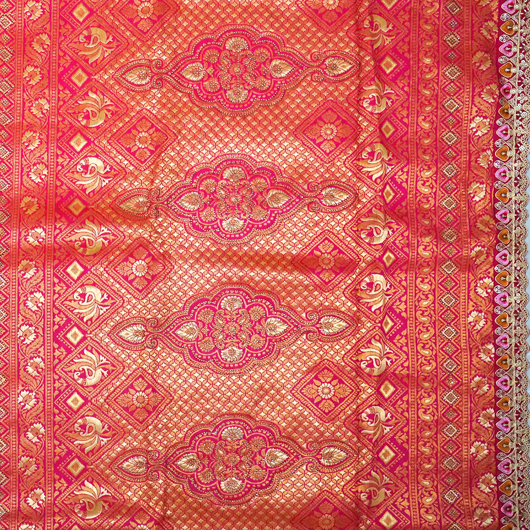 Royal magenta - Gold Raj Virasat silk saree with floral motifs and zari works