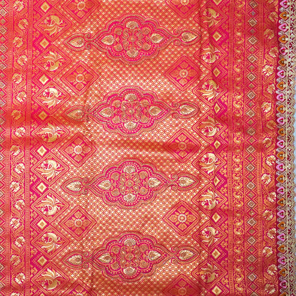 Royal magenta - Gold Raj Virasat silk saree with floral motifs and zari works