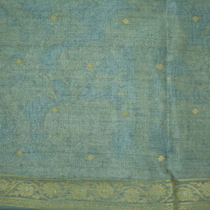 Olive Green Ambari Silk saree with Floral and Zari works