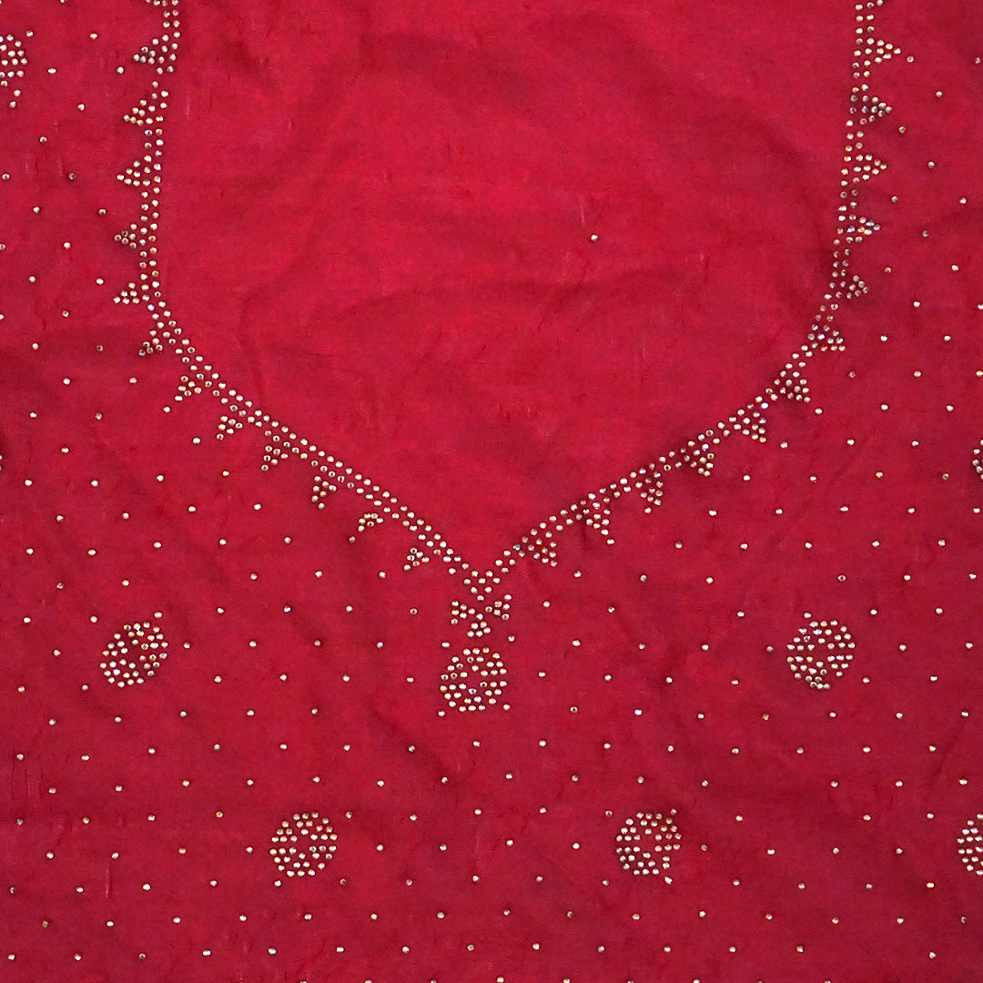 Ratnalekha silk saree in vibrant deep red base accentuated with intricate gold zari embroidery,