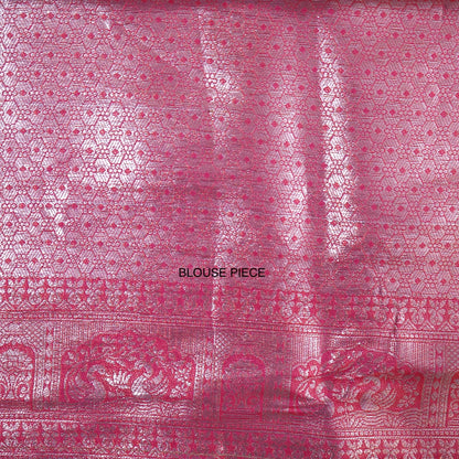 Thara Silk in Vibrant Magenta - Pink base with Floral works