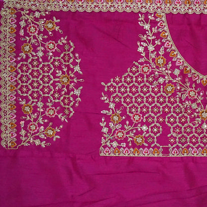 Royal lavender-pink Raj Virasat silk saree with floral motifs and zari works