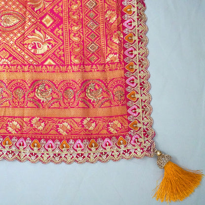 Royal magenta - Gold Raj Virasat silk saree with floral motifs and zari works