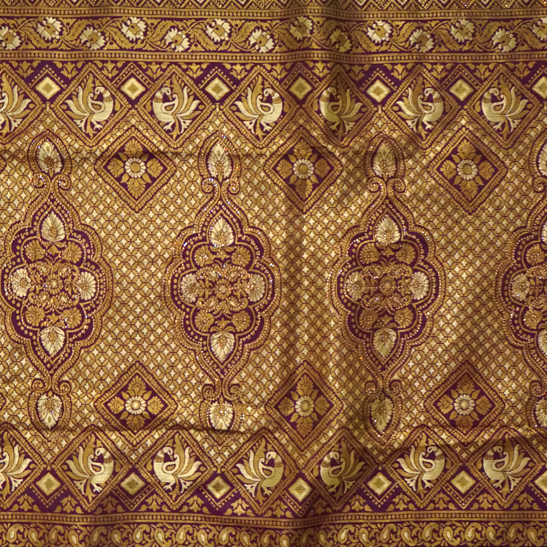 Pista Green Raj Virasat Silk Saree with Gold zari works