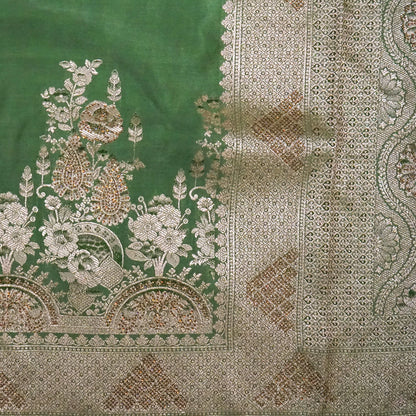 Pastel Green Madhur Sangam Silk saree with Gold - Silver Zari
