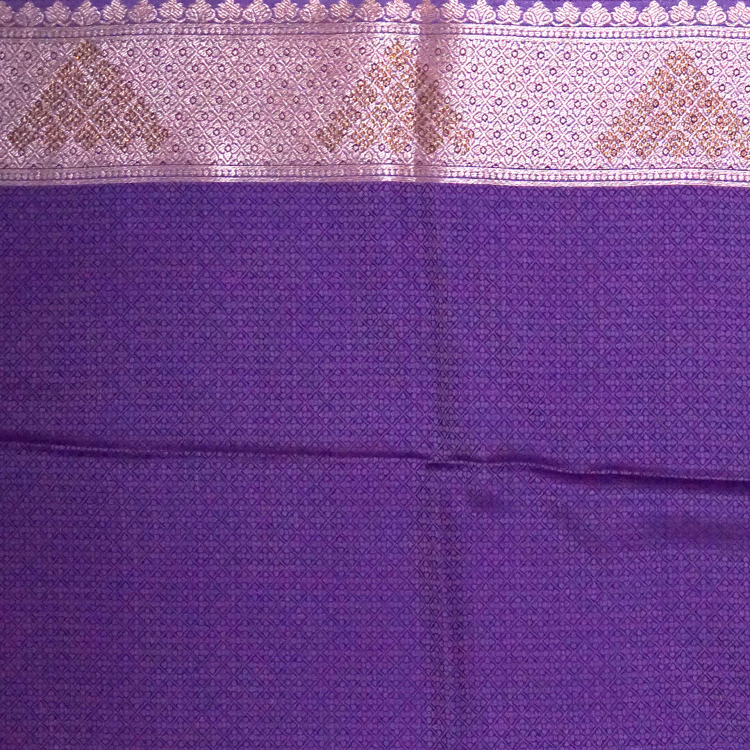 Deep Purple Madhur Sangam Silk Saree with Gold Zari