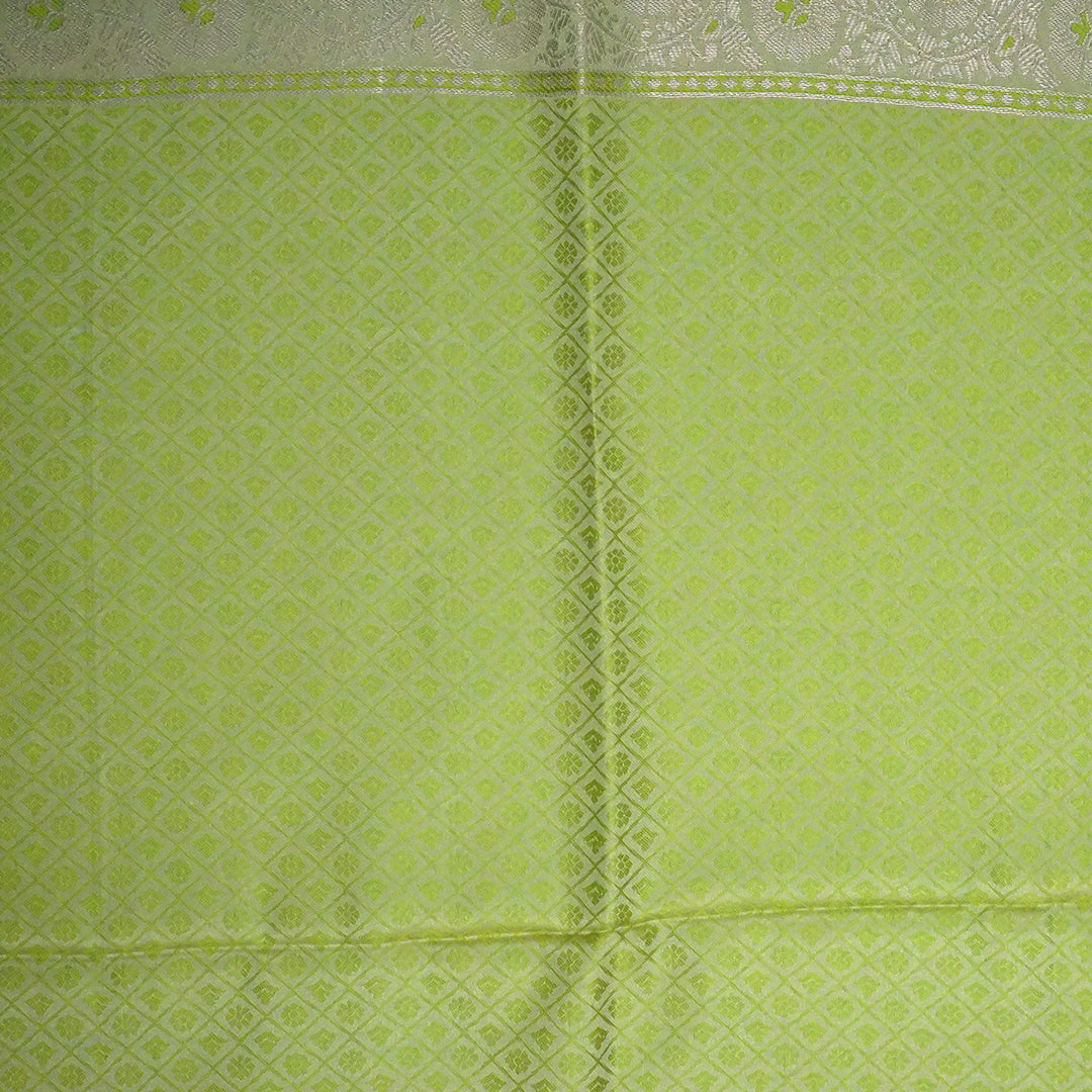 Soothing light olive green shade Suhani Silk with a subtle golden sheen