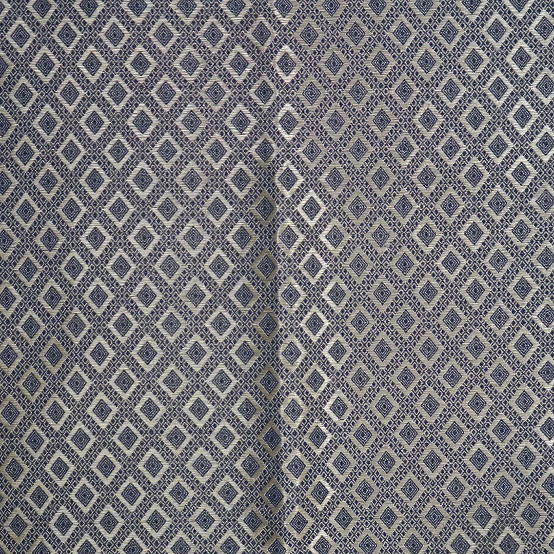 Neera Silk in Deep Navy Blue Base with Floral works