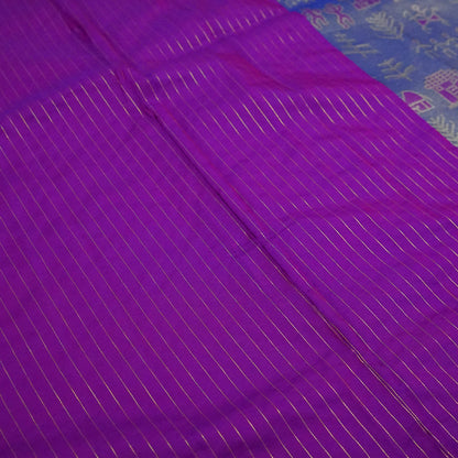 Royal purple and magenta pink Stravi Silk, highlighted with shimmering silver zari detailing.