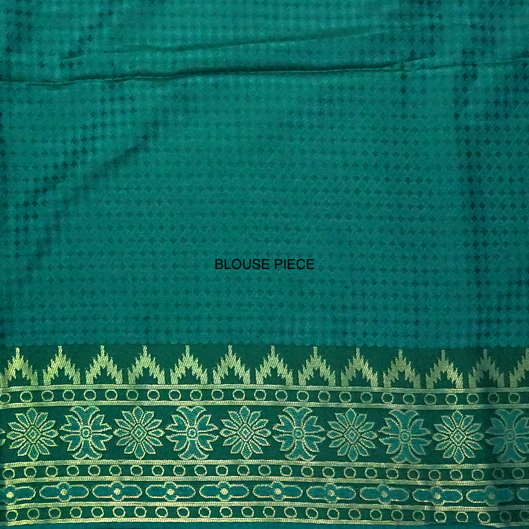 Emerald Green Stravi Silk with Golden Zari