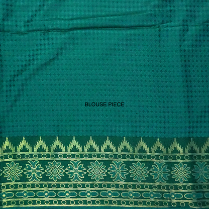 Emerald Green Stravi Silk with Golden Zari