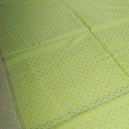 Soothing light olive green shade Suhani Silk with a subtle golden sheen