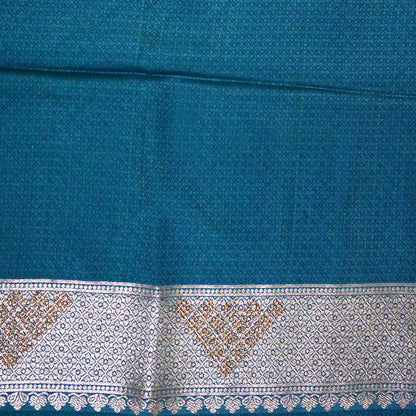 Teal Madhur Sangam silk saree with Gold Zari