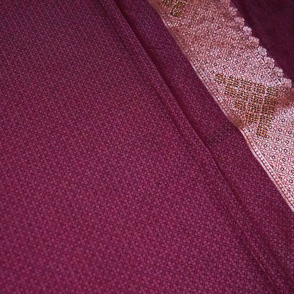 Deep Wine Madhur Sangam Silk saree with Gold and Copper Zari
