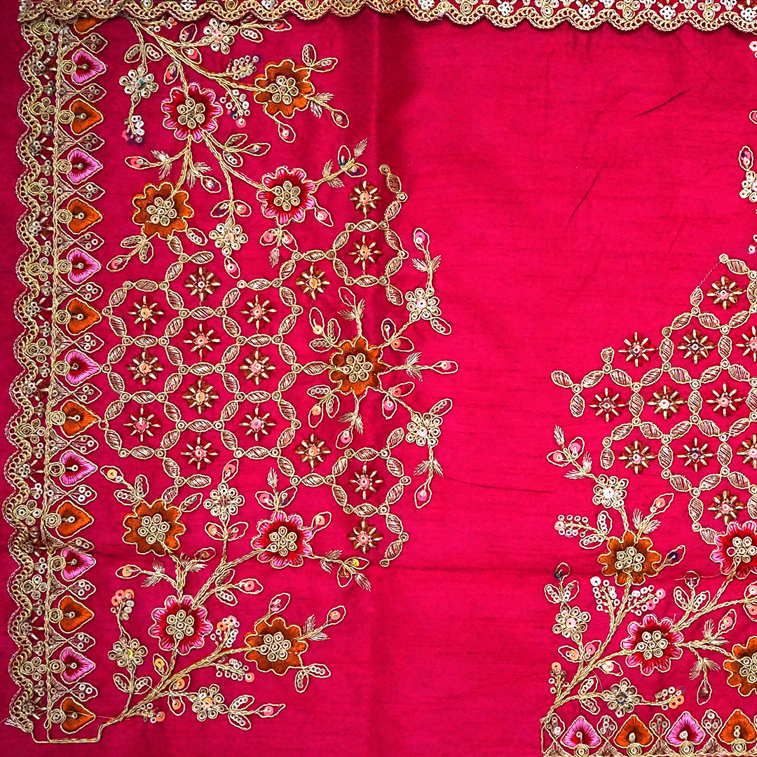Royal magenta - Gold Raj Virasat silk saree with floral motifs and zari works