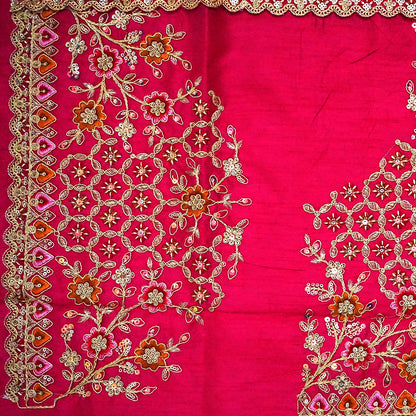 Royal magenta - Gold Raj Virasat silk saree with floral motifs and zari works