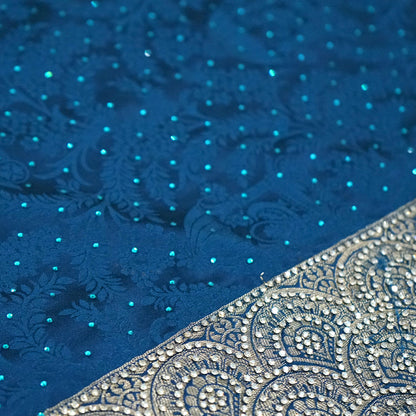 Royal Ratha Banarasi Silk in rich royal blue shade, beautifully complemented with silver zari motifs