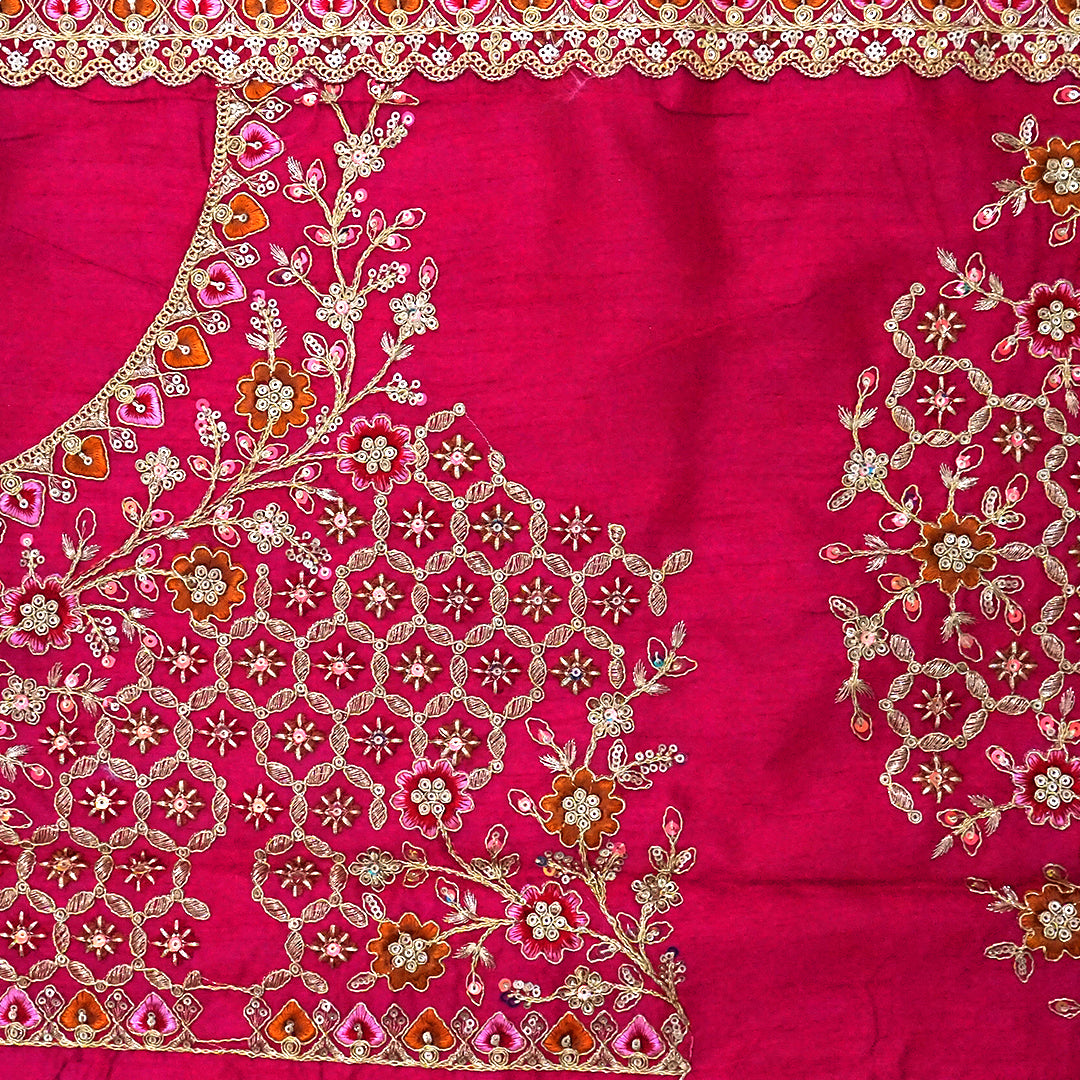 Royal magenta - Gold Raj Virasat silk saree with floral motifs and zari works
