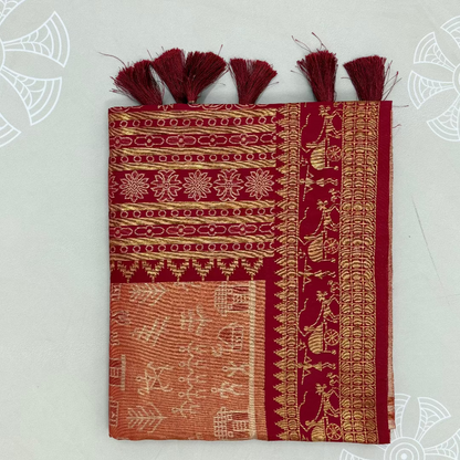 Maroon Stravi Silk with Golden Zari