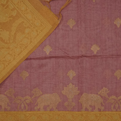 Dusty Rose Ambari Silk Tussar with Gold Zari Floral Buttas