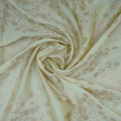 Ivory - Mustard Mahalakshmi Viscose saree with Floral and Zari works