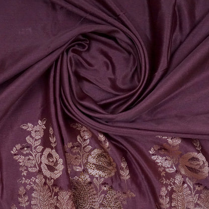 Deep Wine Madhur Sangam Silk saree with Gold and Copper Zari