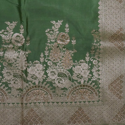 Pastel Green Madhur Sangam Silk saree with Gold - Silver Zari