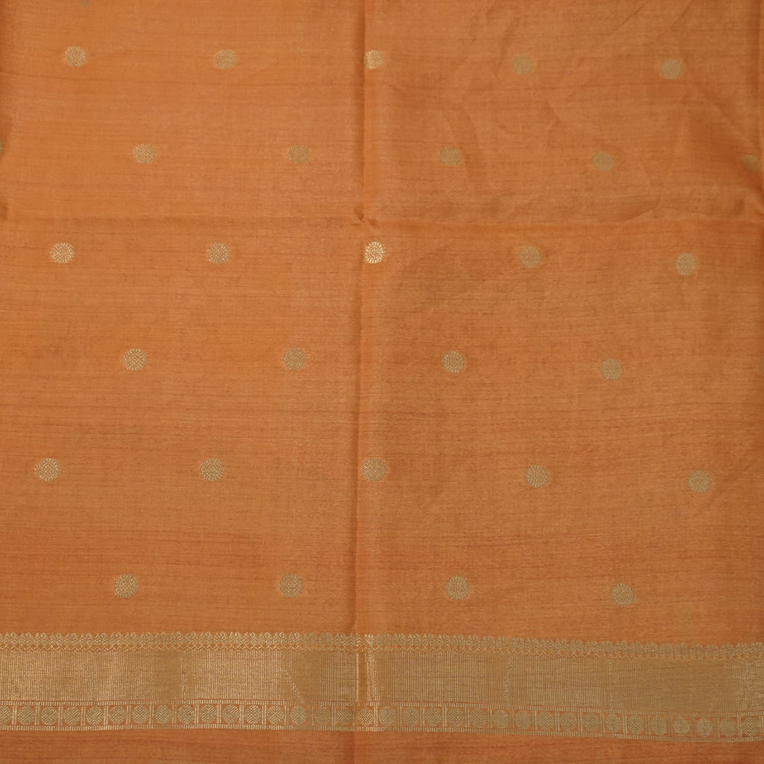 Subtle Grey Gokul Tussar with Red and Orange border.