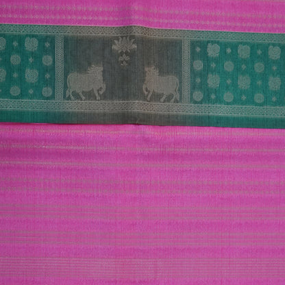 Pink Gokul Tussar with Green border