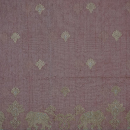 Coral Pink Ambari Silk Tussar with Zari works