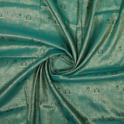 Emerald Green Stravi Silk with Golden Zari