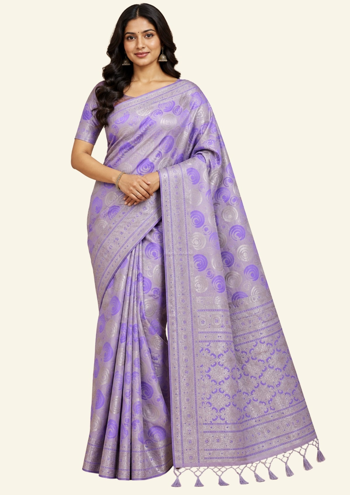 Lavender Suhani Silk saree with silver undertones