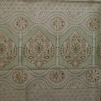 Pastel Green Madhur Sangam Silk saree with Gold - Silver Zari